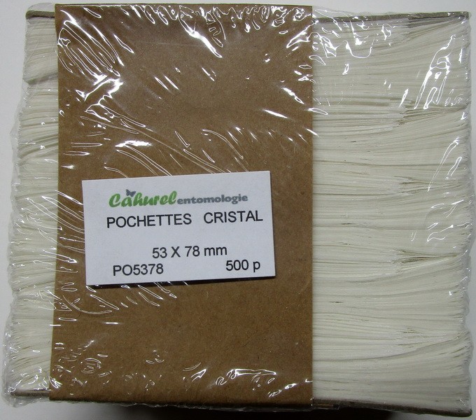 Paquet de 500 pochettes cristal 53 x 78 mm
